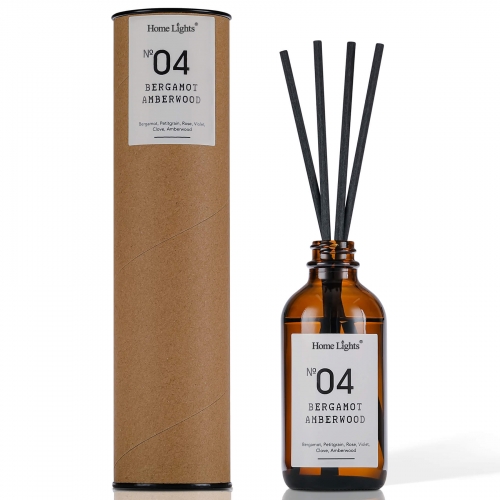 Bergamot Amberwood Fragrances Diffuser Set with Sticks | HomeLights Reed Diffuser