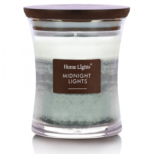 Midnight Lights, Hourglass Large Jar Candles for Home - HomeLights 3-Layer Highly Scented Candles -Burns Up to 45 Hours, Natural Soy Wax, Wooden Lid,